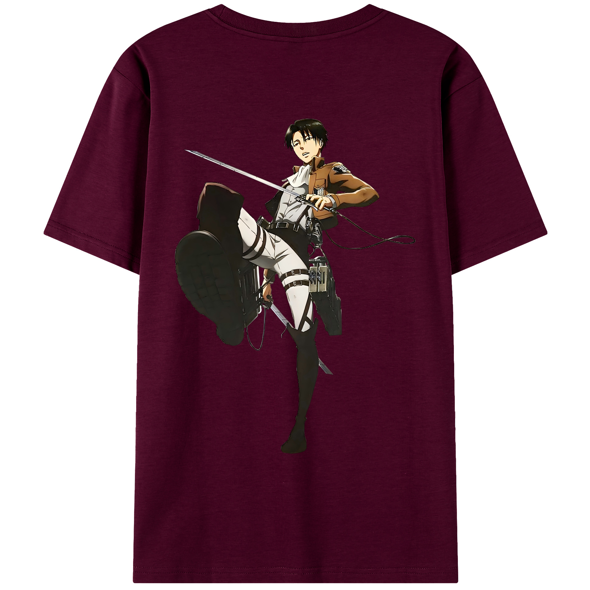 （画像用） 進撃の巨人 リヴァイ·アッカーマン Attack on Titan Levi Ackerman レディース半袖Tシャツ(バックプリント)